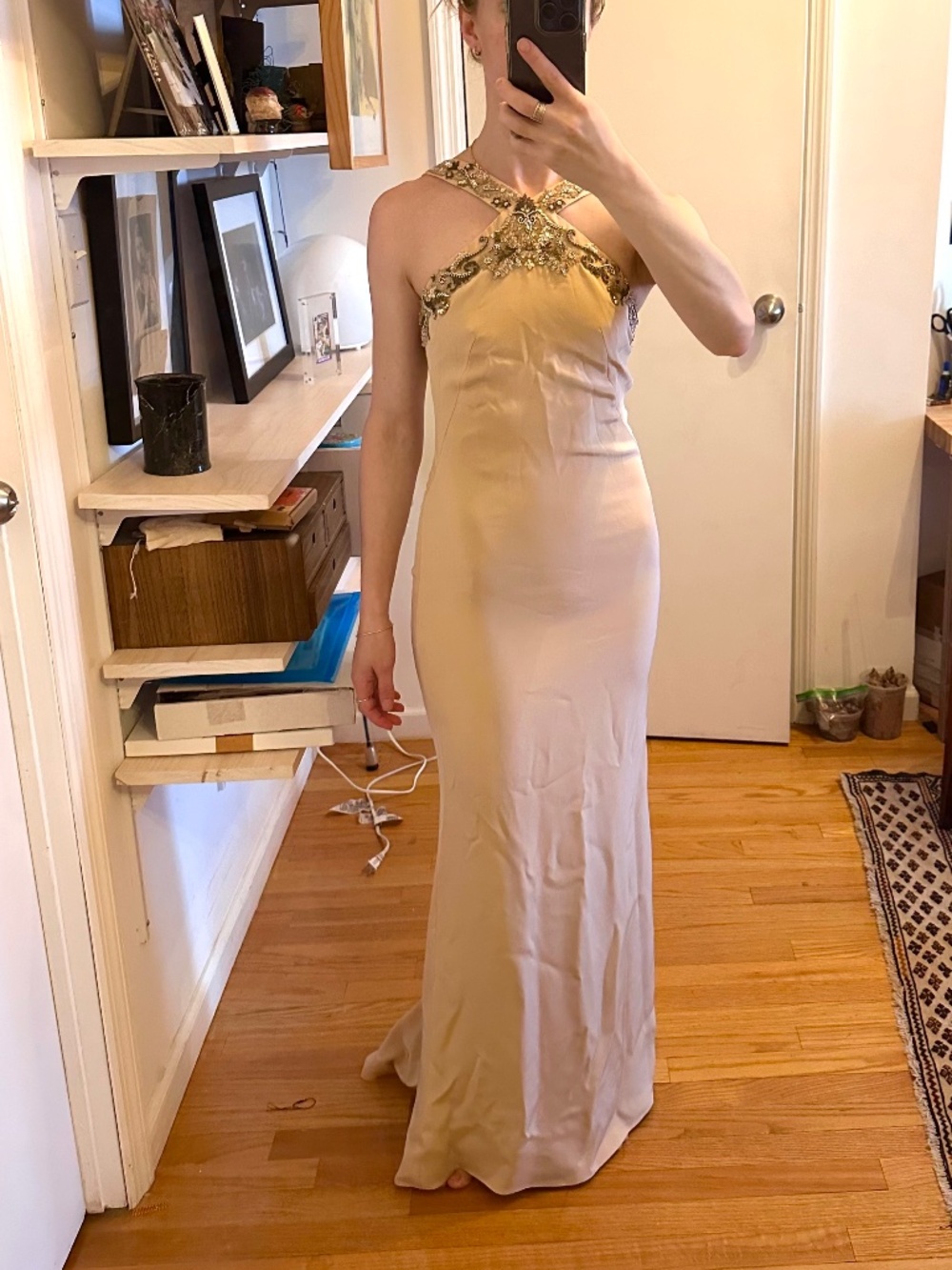 Gorgeous Beaded Pink Peach Silk Evening Dress - Marchesa Notte